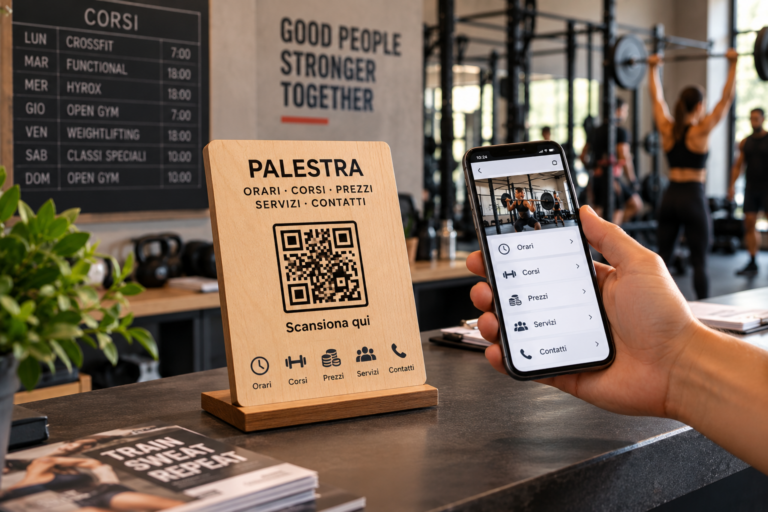 QR code per palestre con orari corsi prezzi e informazioni
